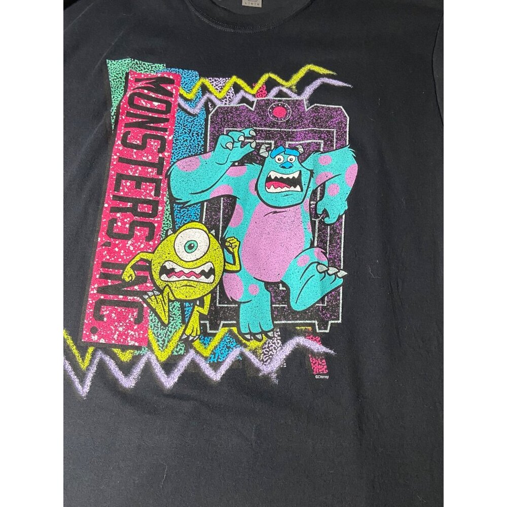 Disney Pixar Monsters Inc Black T-Shirt Large L Sulley & Mike Graphic